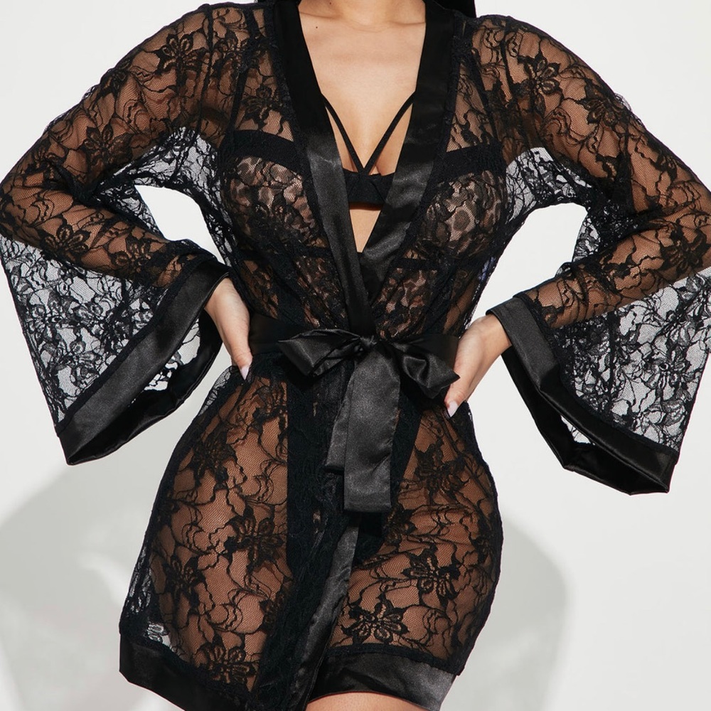 Lust On My Mind Black Lace Robe
